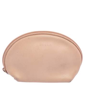 Pre Owned Furla Beige Leather Cosmetic Pouch
