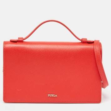 Pre Owned Furla Red Leather Incanto Crossbody Bag