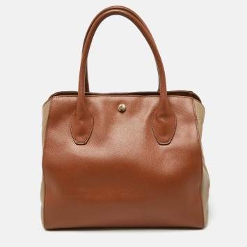 Pre Owned Furla Brown/Beige Leather Tote