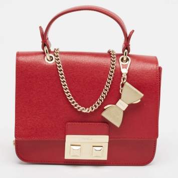 Pre Owned Furla Red Leather Metropolis Top Handle Bag