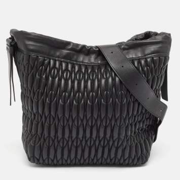 Pre Owned Furla Black Quilt Leather Caos Shoulder Bag