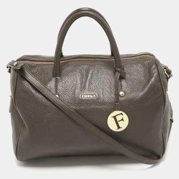 Pre Owned Furla Dark Brown Leather Ariana Satchel
