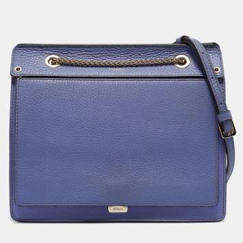 Pre Owned Furla Blue/Purple Leather Like Crossbody Bag