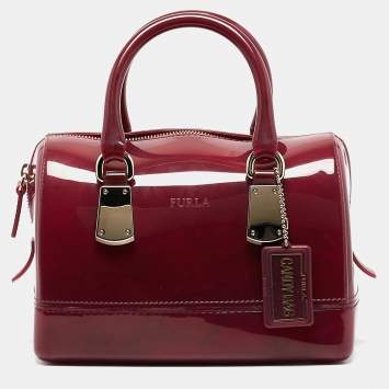 Pre Owned Furla Fuchsia Rubber Small Candy Satchel