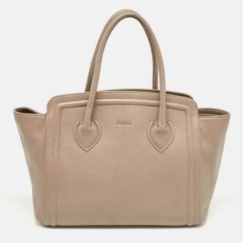 Pre Owned Furla Beige Leather Large College Tote