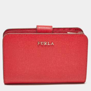 Pre Owned Furla Pink Leather Babylon Compact Wallet