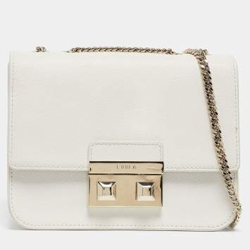 Pre Owned Furla White Leather Mini Bella Crossbody Bag