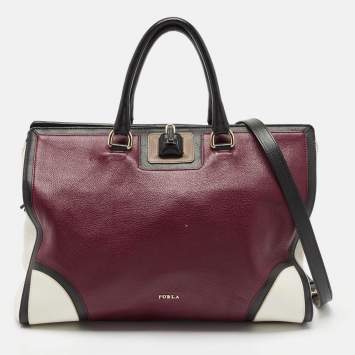 Furla Tricolor Leather Triple Compartment Tote