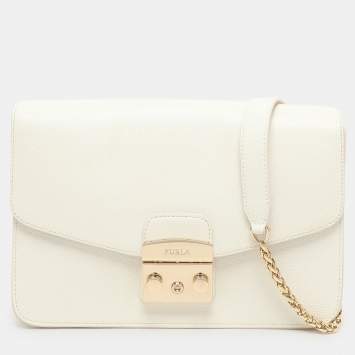 Furla White Leather Metropolis Shoulder Bag