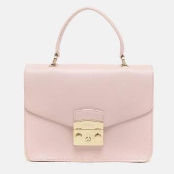Pre Owned Furla Pink Leather Metropolis Top Handle Bag