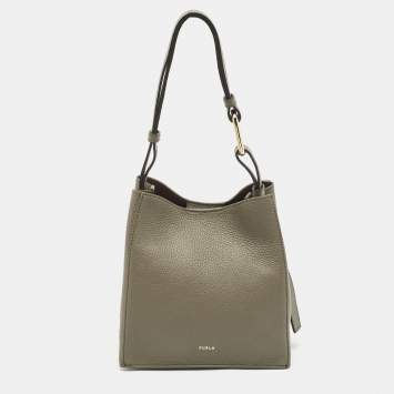 Pre Owned Furla Agave Leather Mini Nuvola Bucket Bag