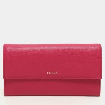 Pre Owned Furla Pink/Orange Leather Flap Wallet