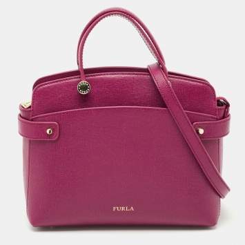 Furla Magenta Leather Agata Satchel