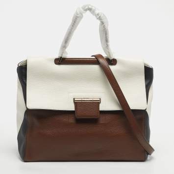 Pre Owned Furla Tricolor Leather Artesia Creta Top Handle Bag