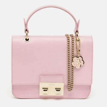 Pre Owned Furla Light Pink Leather Bella Top Handle Bag