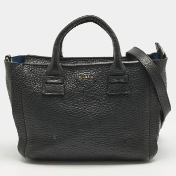 Pre Owned Furla Black Leather Capriccio Tote