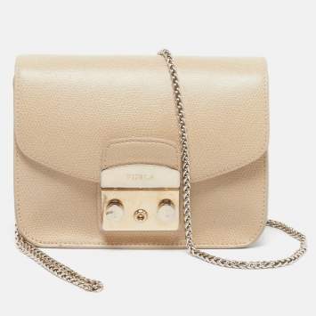 مملوكة مسبقًا Furla Metropolis Mini Beige Leather Crossbody Bag