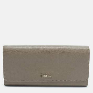 Pre Owned Furla Dark Beige Leather Continental Wallet