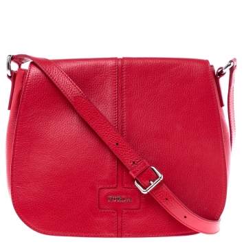 Pre Owned Furla Red Leather Crossbody Bag