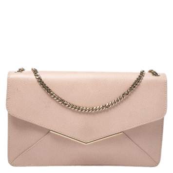Pre Owned Furla Peach Leather Envelope Shoulder Bag