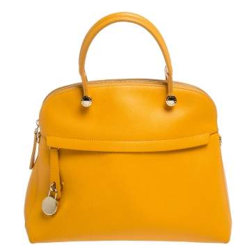Pre Owned Furla Mustard Leather Piper Dome Satchel