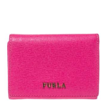 Pre Owned Furla Pink Leather Babylon Trifold Wallet