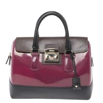 Pre Owned Furla Tri Color Rubber and Leather Candy Satchel