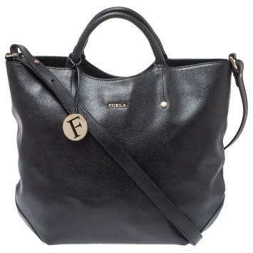Pre Owned Furla Black Leather Alissa Tote