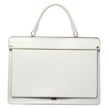 Pre Owned Furla Grey Leather Flap Top Handle Bag