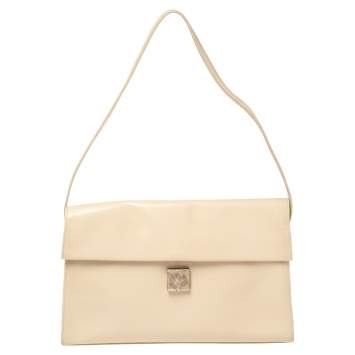 Pre Owned Furla Beige Patent Leather Shoulder Bag