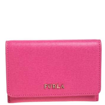 Pre Owned Furla Pink Leather Babylon Card Holder