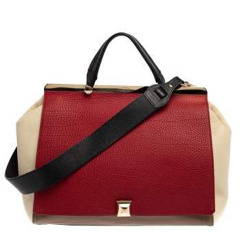 Pre Owned Furla Tri Color Leather Cortina Top Handle Bag