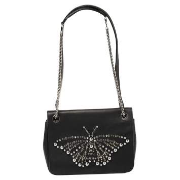 Pre Owned Furla Black Leather Deliziosa Flap Shoulder Bag