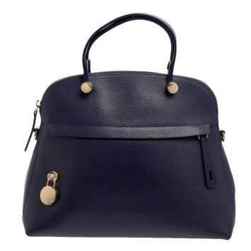 Pre Owned Furla Blue Leather Piper Dome Satchel