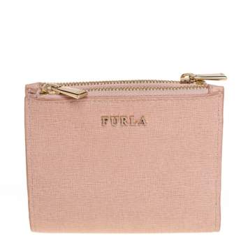 Pre Owned Furla Pink Leather Compact Wallet