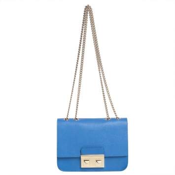 Pre Owned Furla Blue Leather Metropolis Crossbody Bag