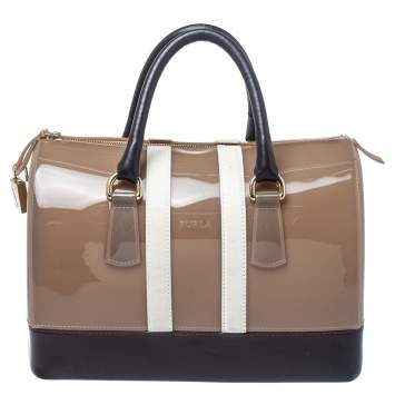 Pre Owned Furla Tri Color Rubber and Leather Medium Candy Satchel