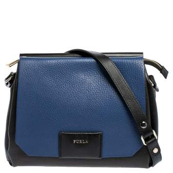 Pre Owned Furla Tri Color Leather Meridienne Shoulder Bag