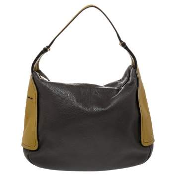 Pre Owned Furla Two Tone Brown Leather Top Zip Hobo