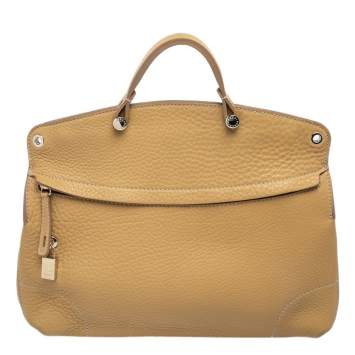 Pre Owned Furla Yellow Leather Piper Top Handle Bag
