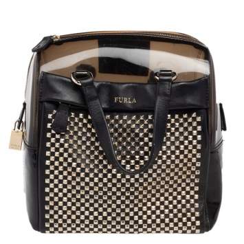 Pre Owned Furla Black PVC And Leather Candy Satchel
