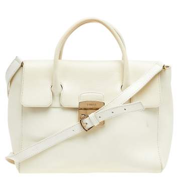 Pre Owned Furla Cream Leather Metropolis Tote