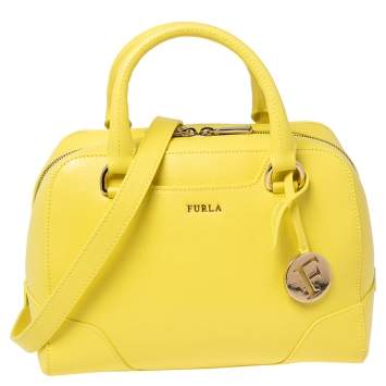 Pre Owned Furla Yellow Leather Dolly Satchel