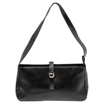 Pre Owned Furla Black Leather Shoulder Bag