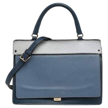 Pre Owned Furla Blue/Grey Leather Small Onice Top Handle Bag