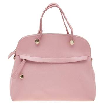 Pre Owned Furla Pink Leather Piper Dome Satchel