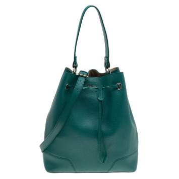Pre Owned Furla Teal Green Saffiano Leather Stacy Bucket Bag