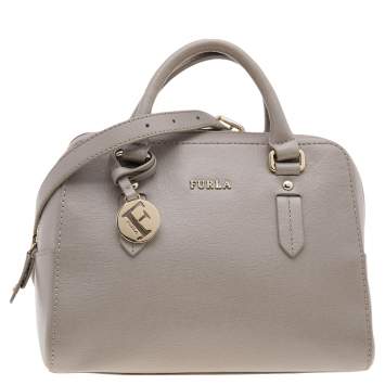 Pre Owned Furla Grey Leather Tessa Satchel
