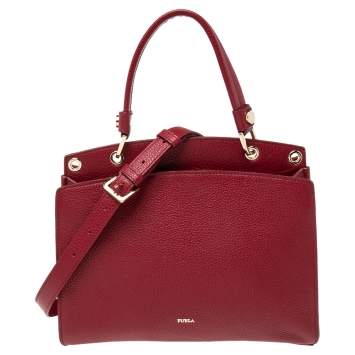 Pre Owned Furla Red Leather Adele Top Handle Bag