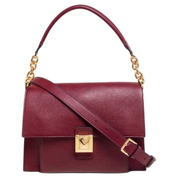 Pre Owned Furla Maroon Leather Medium Diva Top Handle Bag